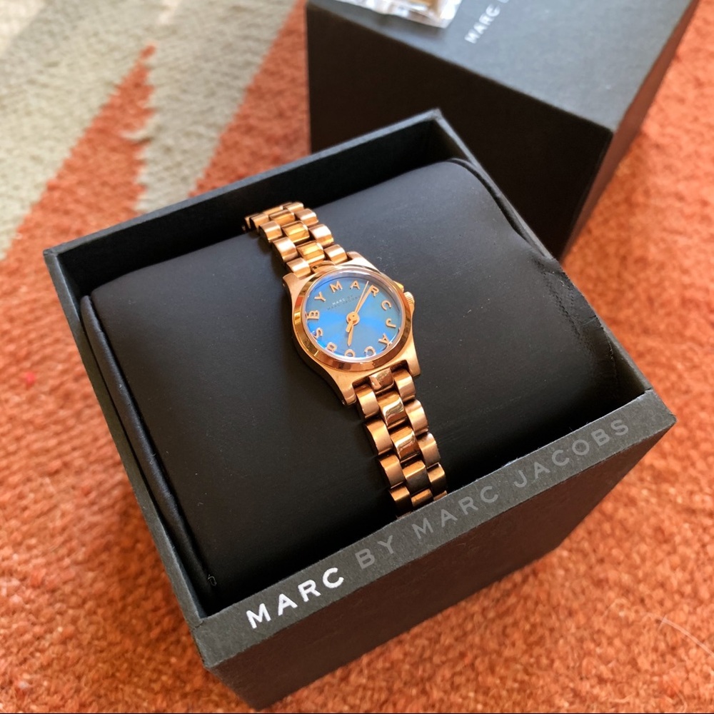 Marc Jacobs Henry Dinky Blue Dial Rose Gold Watch